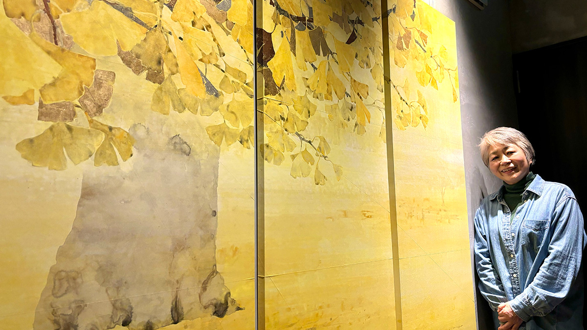 03 文菜華壁画アート 襖絵「銀杏」